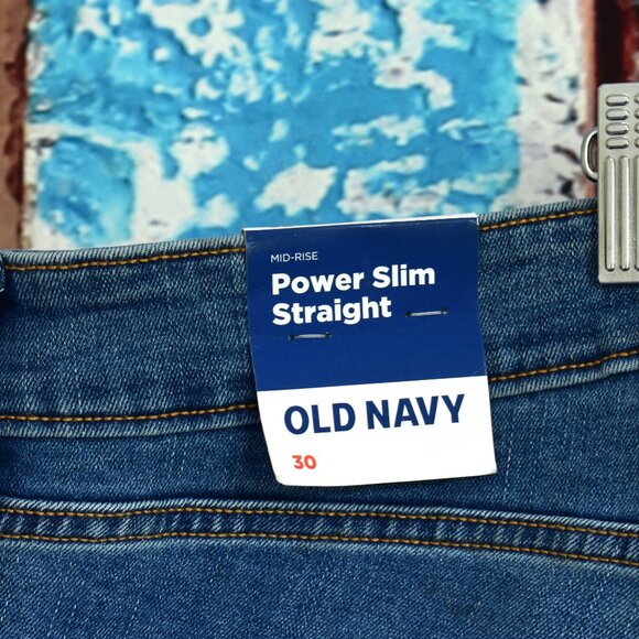 Women's Old Navy Mid-Rise Power Slim Straight Jeans SIZE 30 Willow NEW - Picture 8 of 9